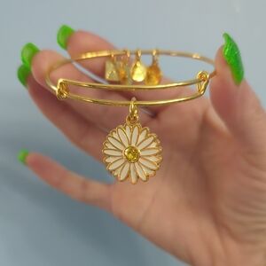 Alex and Ani Gold Daisy Charm Bracelet